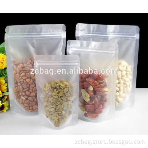 moistureproof transparent plastic doypack pouch standing up zipper lock ziplock nuts packaging plastic bag stand up clear